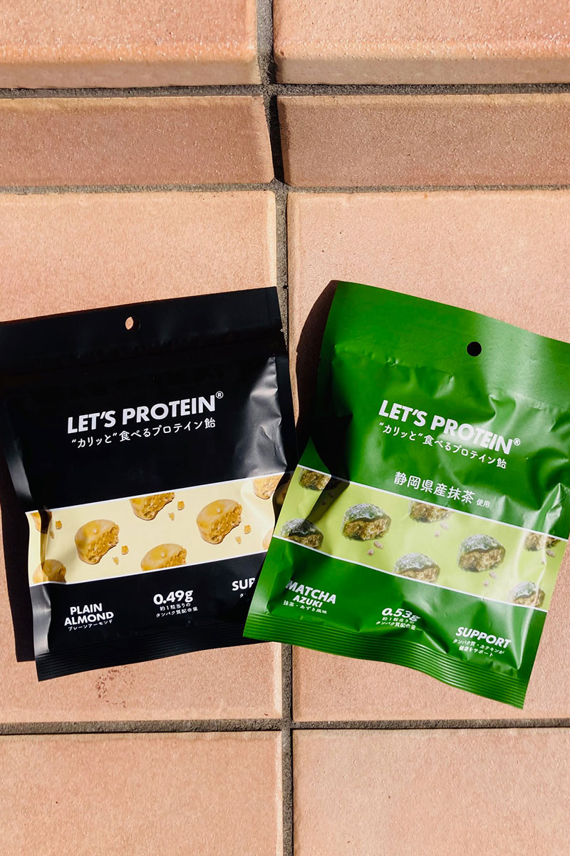 【カリッと"食べるプロテイン飴】LET'S PROTEIN  / プレーンアーモンド ・抹茶あずき風味 / 1袋