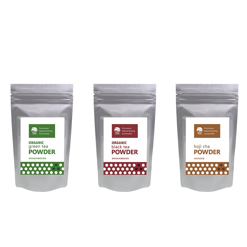 有機 粉末茶 / 緑茶  紅茶 ほうじ茶 / 80g / EECO Café